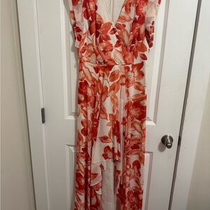 Eliza J coral Red and White Floral Dress
